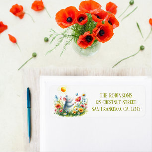 Spring Watercolor Mouse Return Address