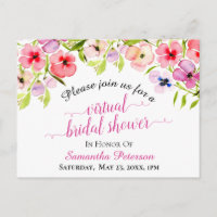 Spring Watercolor Pansies Virtual Bridal Shower