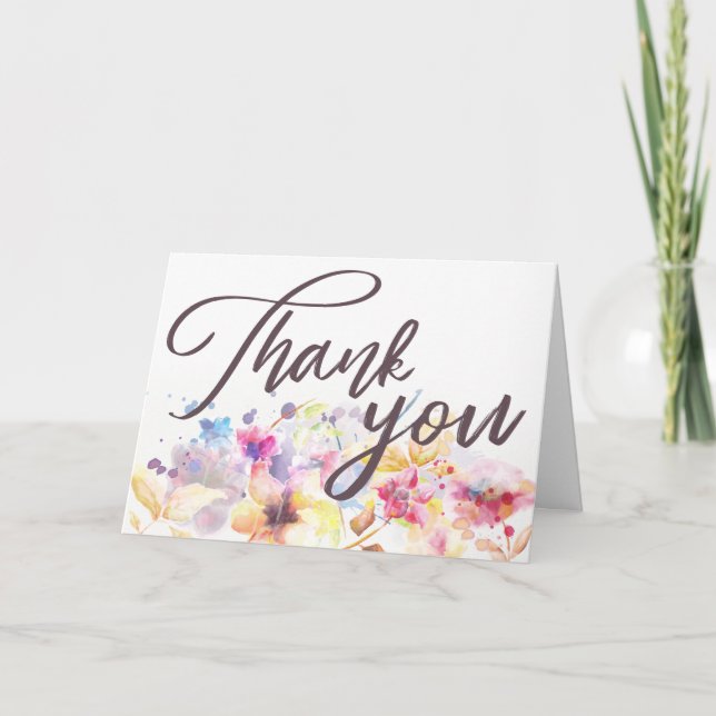 Spring Watercolor Pastel Floral | Thank You Card (Front)