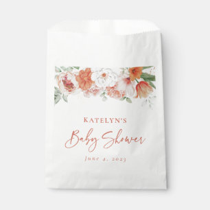 Spring Watercolor Peach Floral Girl Baby Shower Favour Bag