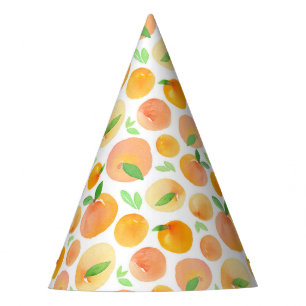 Spring Watercolor Peaches Pattern Party Hat