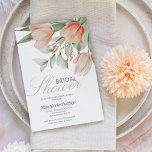 Spring Watercolor Peachy Floral Bridal Shower Invitation<br><div class="desc">Spring bridal shower invitations,  featuring elegant peachy shades of orange in florals,  tulips and botanical greenery. The design has a modern bridal shower invitation template which is easily customized. All font styles,  sizes and colours can be changed by clicking on the customize further link aftter personalizng.</div>