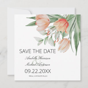 Spring Watercolor Peachy Floral Save The Date