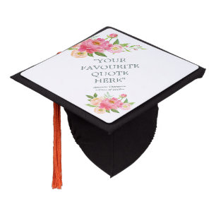 Spring Watercolor Peonies Floral personalised Graduation Cap Topper