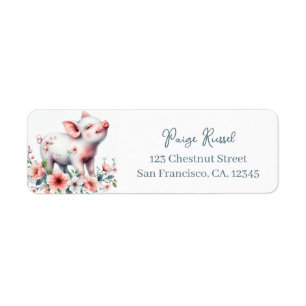 Spring Watercolor Piglet Return Address
