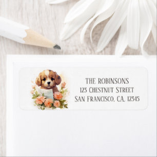 Spring Watercolor Puppy - Return Address