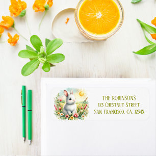 Spring Watercolor Rabbit Return Address