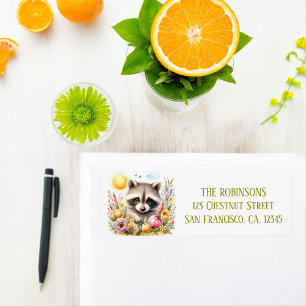Spring Watercolor Raccoon Adresse de retour