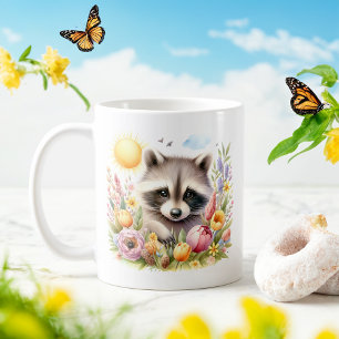 Spring Watercolor Raccoon - Customized Kid Mug