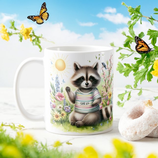 Spring Watercolor Raccoon - Customized Kid Mug (Creator Uploaded)