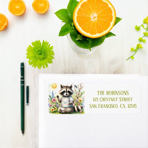 Spring Watercolor Raccoon Return Address