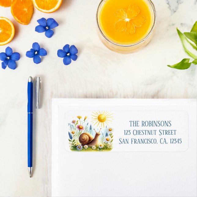 Spring Watercolor Snail Adresse de retour (Créateur téléchargé)