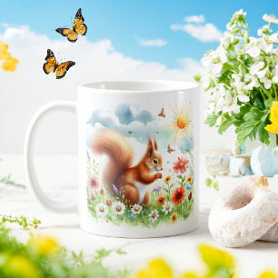 Spring Watercolor Squirrel - Customized Kid Mug