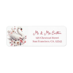 Spring Watercolor Swan Return Address