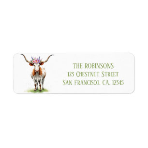 Spring Watercolor Texas Longhorn Floral Crown