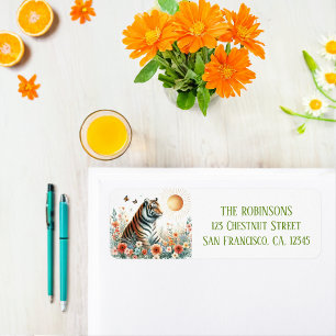 Spring Watercolor Tiger Return Address