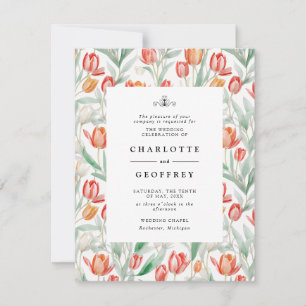 Spring watercolor tulips wedding invitation