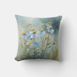 Spring Watercolor Wildflower Decorative Floral Throw Pillow