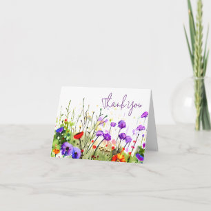 Spring watercolor wildflowers customizable card