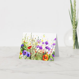 Spring watercolor wildflowers customizable card