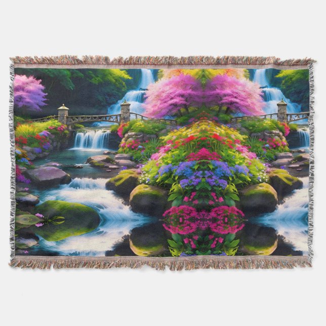 Spring Waterfall 1 Throw Blanket (Front)