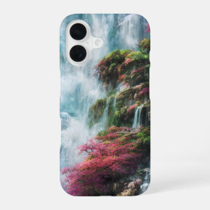 Spring Waterfall Green Pink Flora iPhone 16 Case