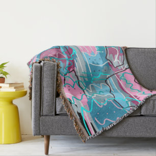 Spring Waters Abstract Print Throw Blanket