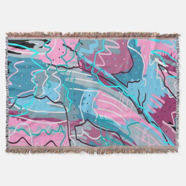 Spring Waters Abstract Print Throw Blanket (Front)