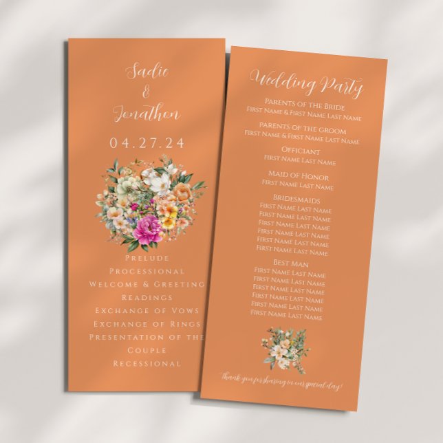 Spring Wedding Apricot Peach Floral Wedding Program (Creator Uploaded)