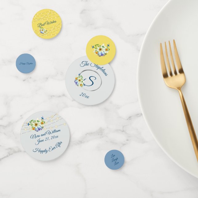 Spring Wedding Blue and Yellow Confetti (Group)