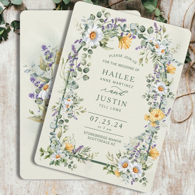Spring Wedding Colourful Wildflower Floral Trendy Invitation (Creator Uploaded)