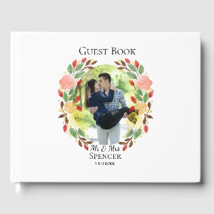 Spring Wedding Floral Wreath Photo Guest Book