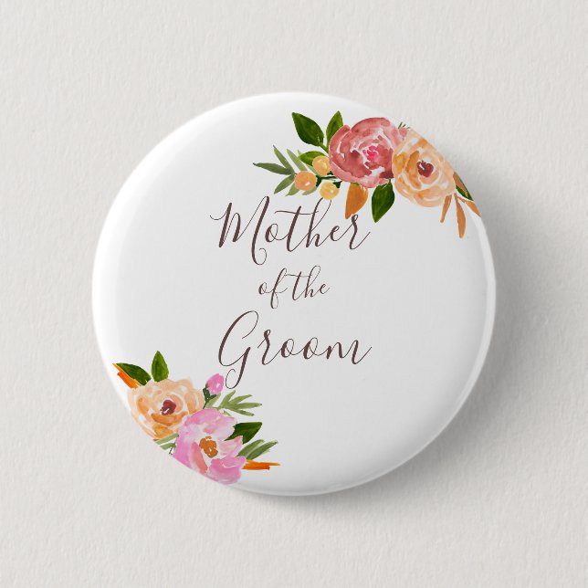 Spring Wedding flowers Mother of the Bride 2 Inch Round Button (Front)