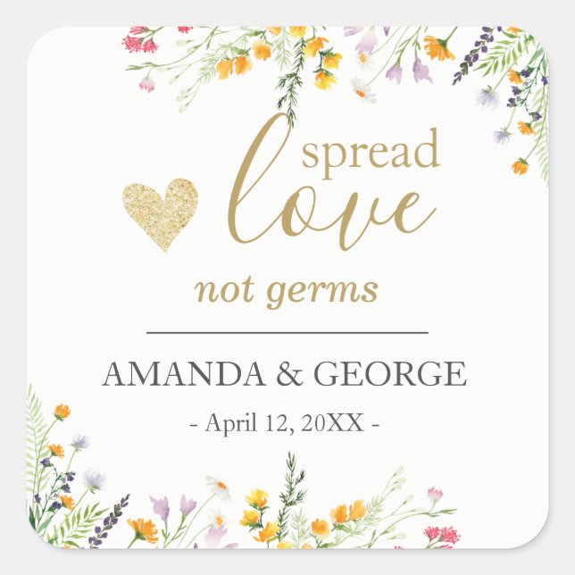 Spring Wedding Hand Sanitizer labels Wildflowers (Front)