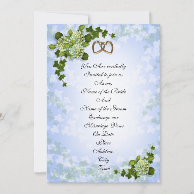 Spring Wedding invitation Hydrangeas (Front)