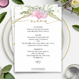 Spring Wedding Menu Card Pastel Colour Wildflower