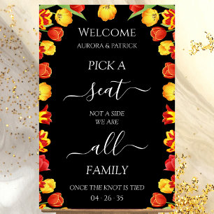 Spring Wedding Pick A Seat Not A Side Personalized Poster