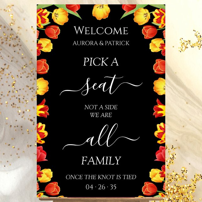 Spring Wedding Pick A Seat Not A Side Personalized Poster (Spring Wedding Pick A Seat Not A Side Personalized Poster)