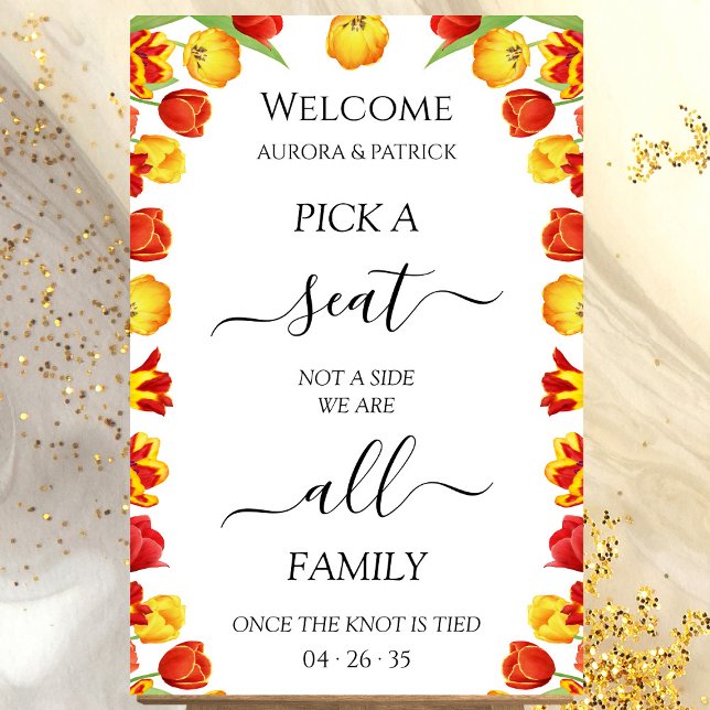 Spring Wedding Pick A Seat Not A Side Personalized Poster (Spring Wedding Pick A Seat Not A Side Personalized Poster)