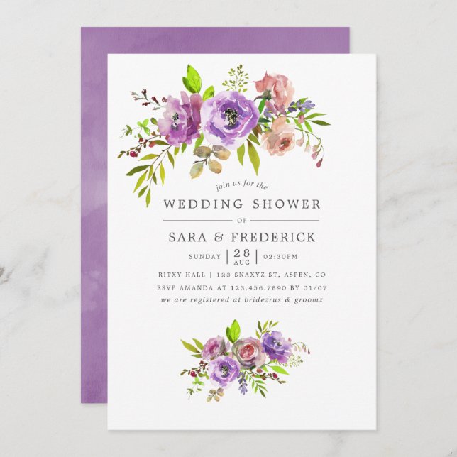 Spring Wedding Shower Floral Invitation (Front/Back)