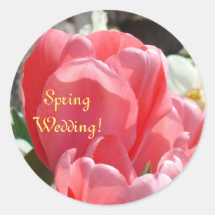 Spring Wedding! stickers Pink Tulips Envelope seal