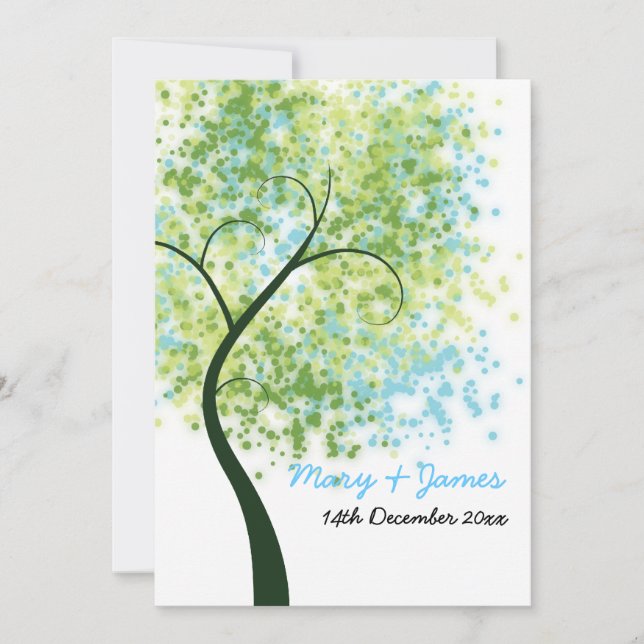 Spring Wedding Swirly Tree "Save The Date" Invitation (Front)