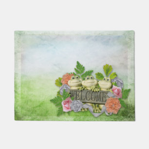 Spring - Welcome 3 Cute Frogs Doormat