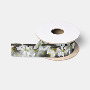 Spring,White Blossoms Photo Ribbon Satin Ribbon