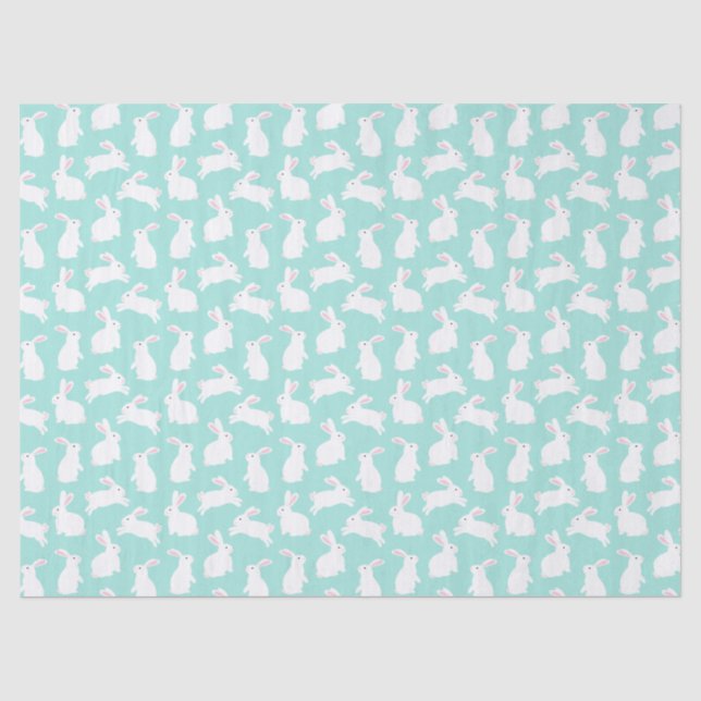 Spring White Bunnies Pattern  Tissue Paper (Front)