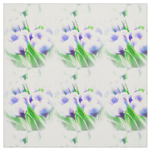 Spring White Crocus Fabric