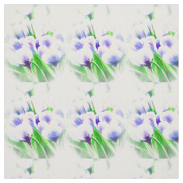 Spring White Crocus Fabric (Swatch)