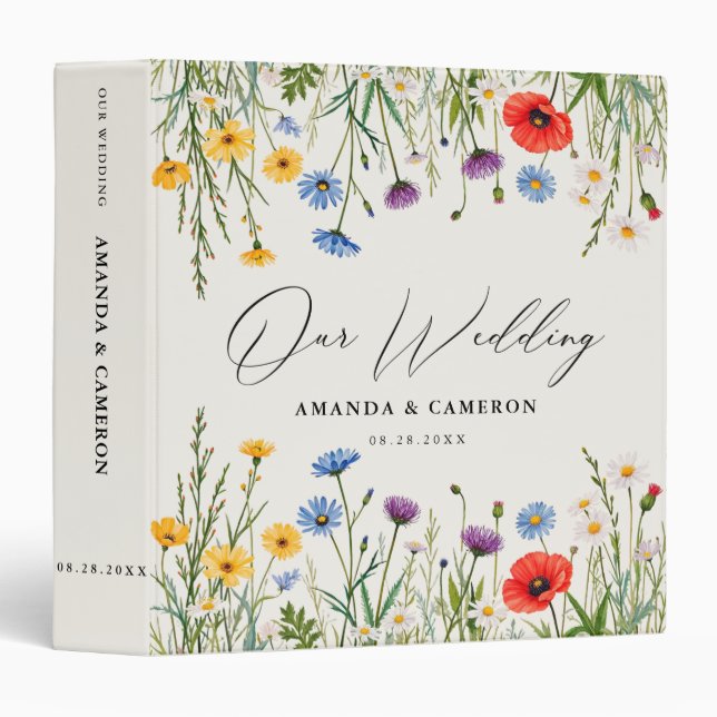 Spring Wild Flower Meadow Wedding  Binder (Front/Spine)
