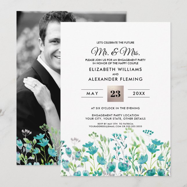 Spring Wild Meadow | Photo Engagement Party Invite (Front/Back)