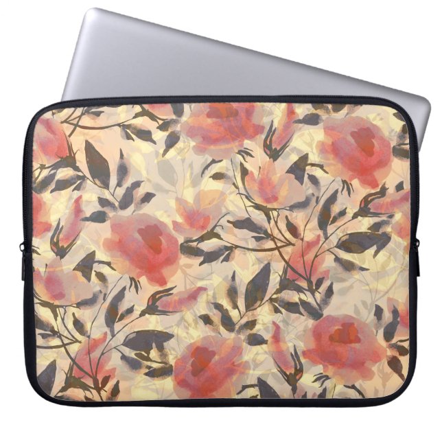 Spring wild roses: watercolor pattern. laptop sleeve (Front)
